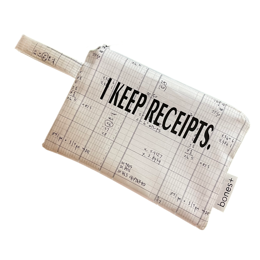 I Keep Receipts Zipper Pouch/Receipt Bag